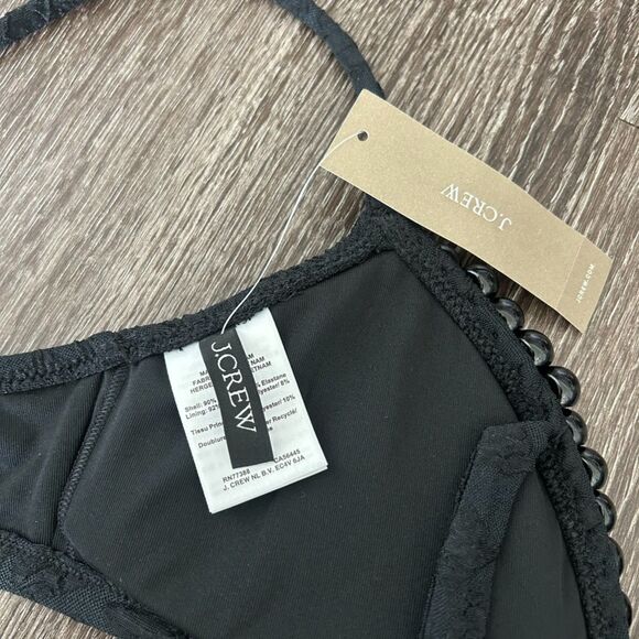 NWT‎ J.Crew French Cloqué Bikini Top Black Beaded Trim Swim Bralette Size Small - Picture 15 of 16